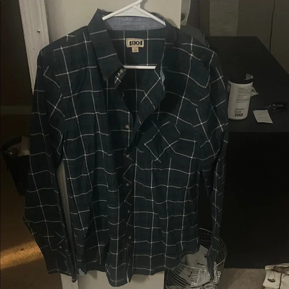 1901 Dark Blue Plaid Shirt - Picture 1 of 1